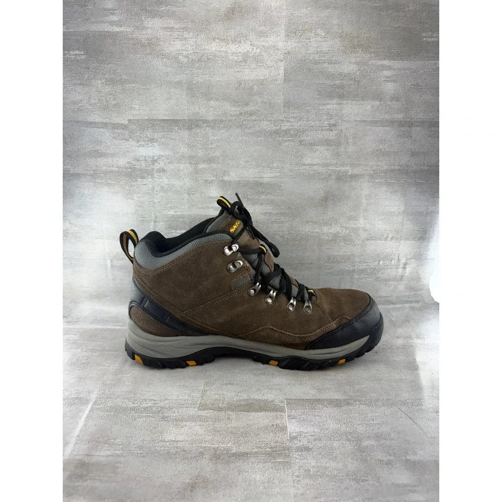 Skechers Men 64869 Brown Leather Waterproof Hiking Boots Size 11